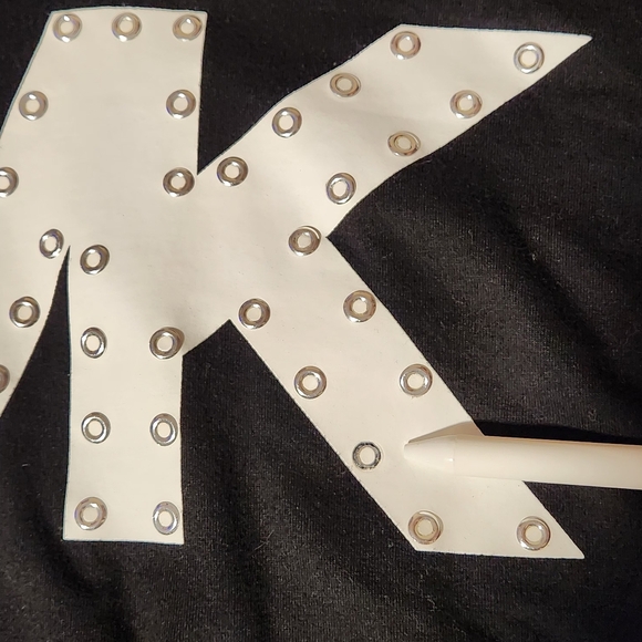 Michael Kors Womens Sz L Mini T Shirt  Dress Black White Logo Hooded Read - Picture 11 of 11